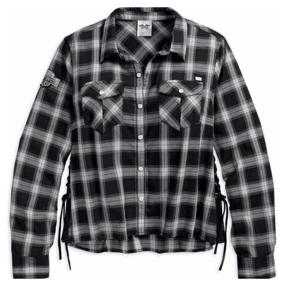Harley-Davidson Side Lace Long Sleeve Plaid Shirt